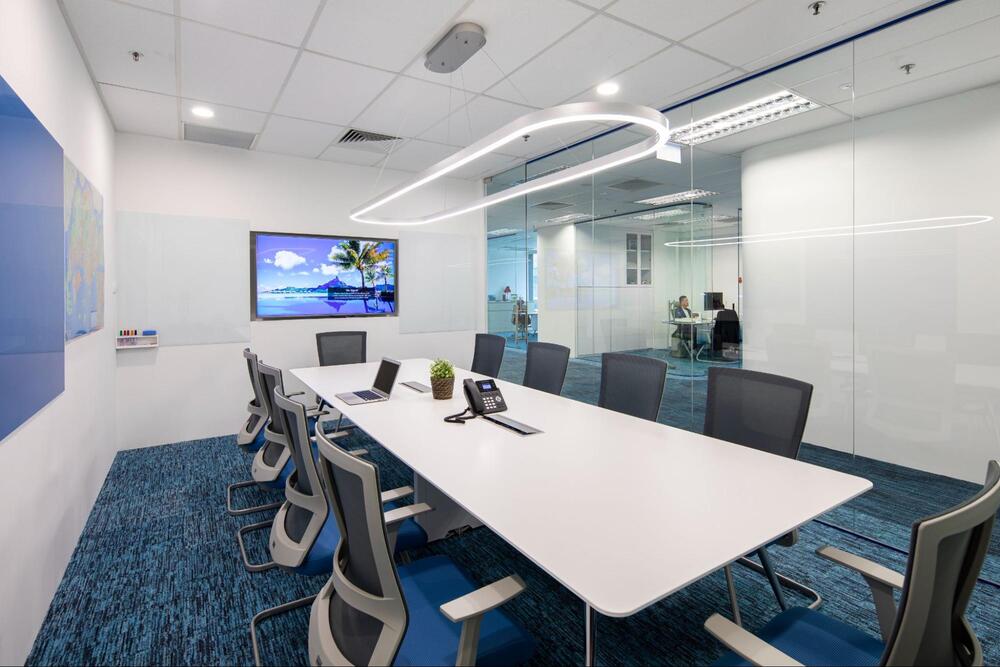 grey and blue office ideas