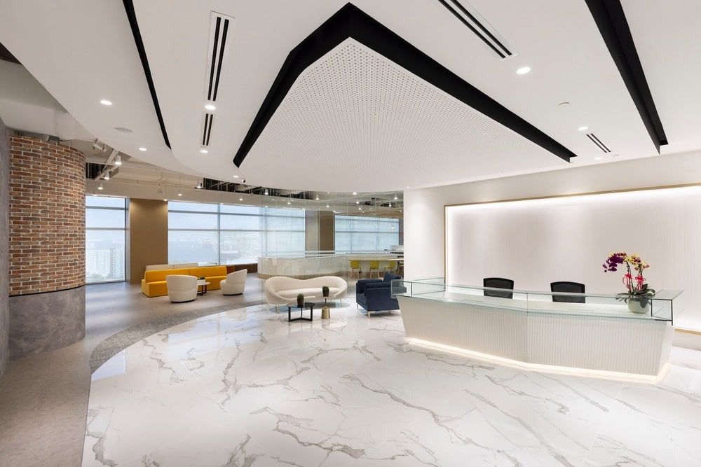 black and white office interior