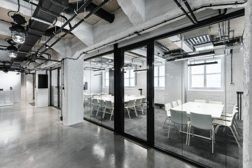 black and white office design