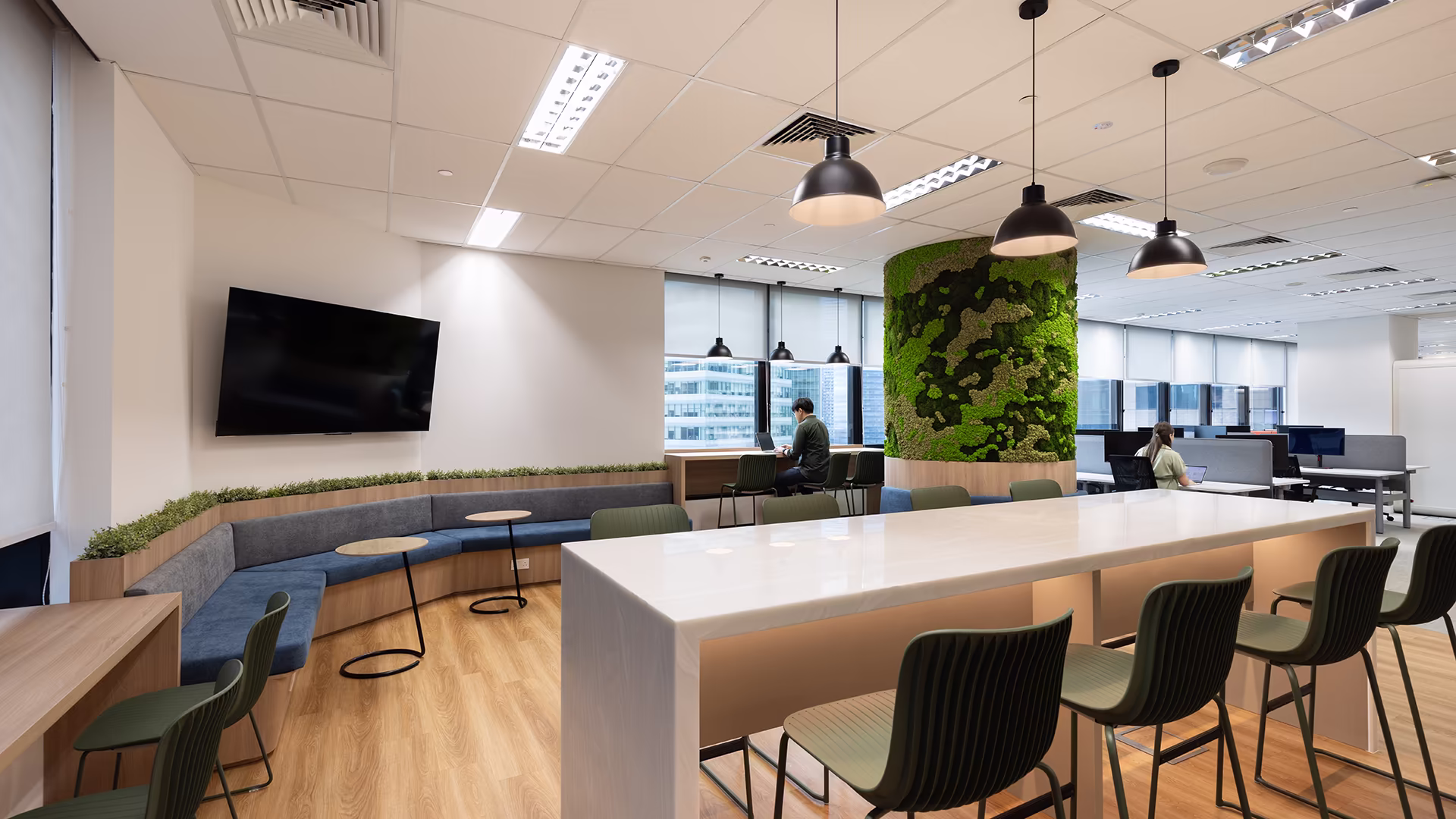 A variety of open and shared settings can help the workplace remain responsive to different activities and changing business needs.