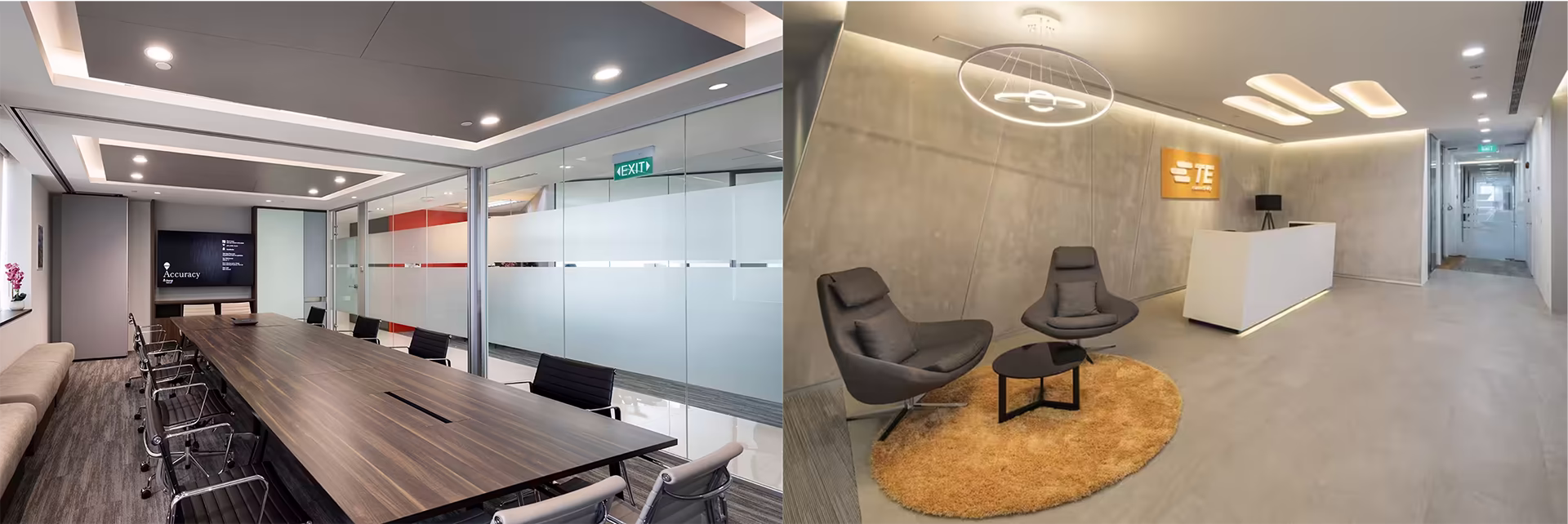 Examples of OSCA Asia workplace projects showing how interior design responds to different office layouts and site constraints.